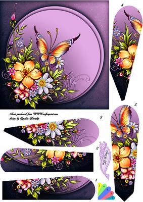 Fan Flowers and Butterfly