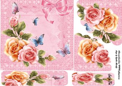 Square Flowers and Butterflies Pocket