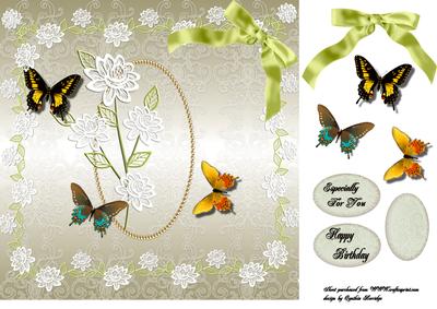 Pearl Oval and Butterflies