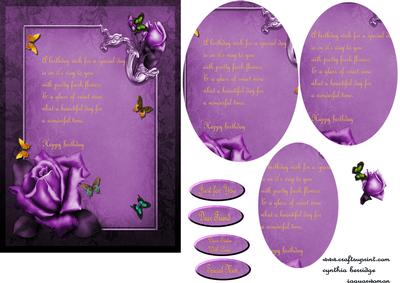 7x5 Lavender Rose and Butterfly