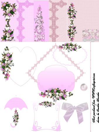 Pink Flowers Scrapbooking Kit