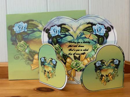 Lemon and Green Heart Shape Card Kit