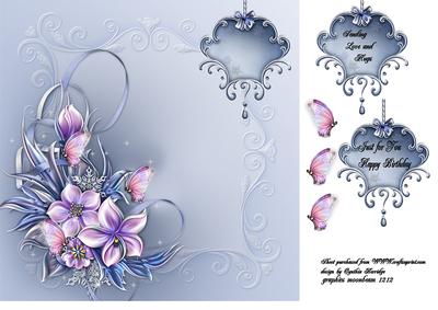 Lavender and Blue Flowers Card