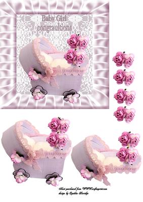 Baby Pram 6x6 Pink