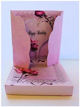 Pink Rose Gate Fold Card and Box