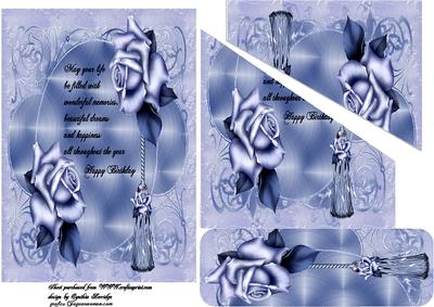Blue Rose Card and Bookmark