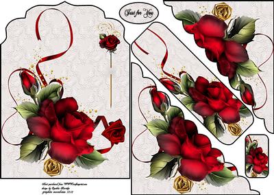 Lace and Red Rose Shaped Card
