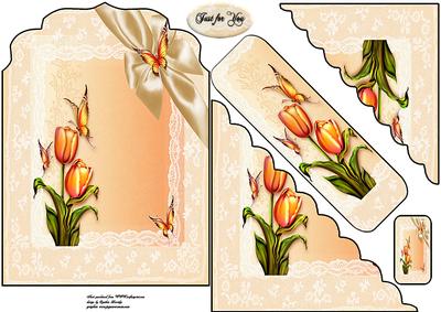Tulips and Butterflies Shaped Card