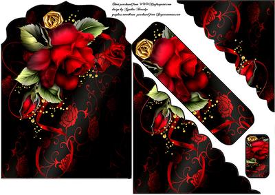 Shaped Red Rose Pocket Card