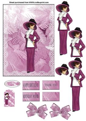 Feather and Bow Fashion Lady