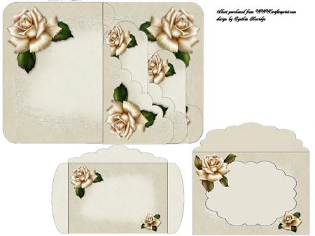 Cream Rose Pocket and Tag Kit