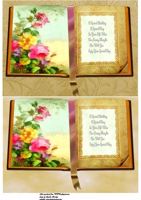Vintage Flowers Book Card