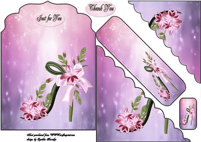 Pink Flower Shoe Card
