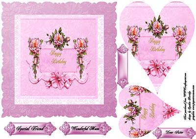 Pink Rose Happy Birthday