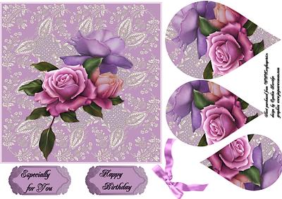 Roses Teardrop Card