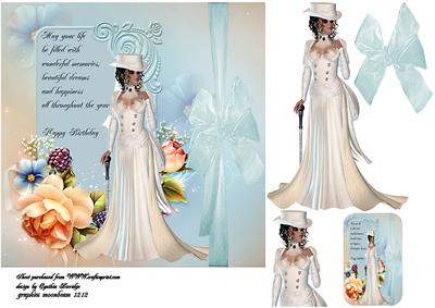 Lady in White Square Card