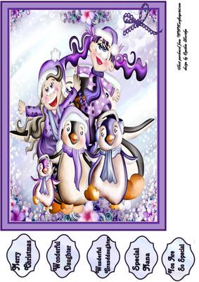 Christmas Girl and Penguins