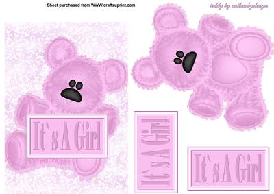 Its a Girl Teddy Card