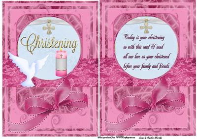 Girl Christening Card and Insert