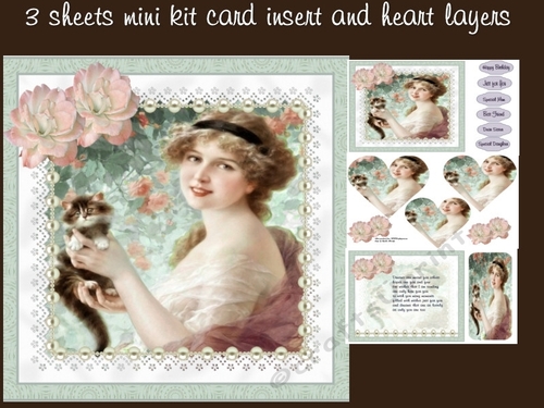 Vintage Lady and Kitten Mini Kit
