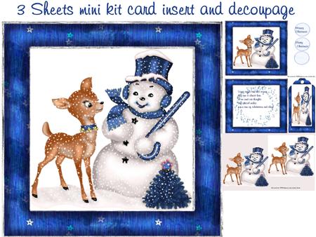 Blue Hat Snowman and Reindeer