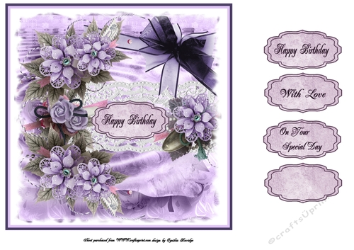 7.5x7.5 lavender flowers quick card
