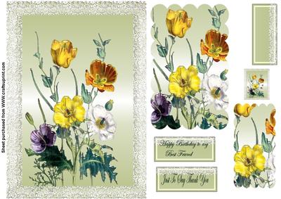 Mint Green Framed Flowers