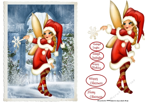 A5 Christmas fairy card