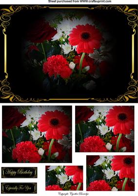 Red and Black Framed Flowers