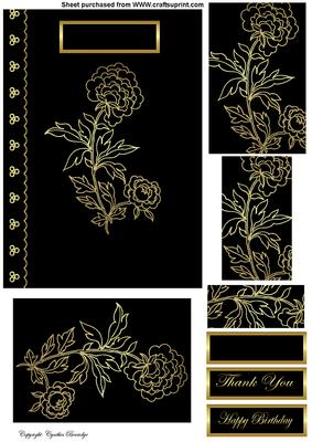 Gold and Black Rose Quick Card