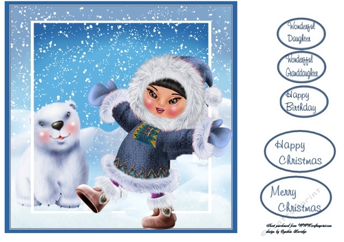Christmas girl and bear
