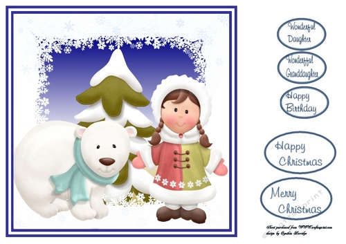 Christmas girl and polar bear