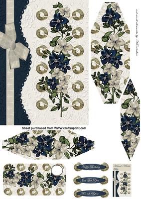 Ivory and Blue Lace Up Quick Card