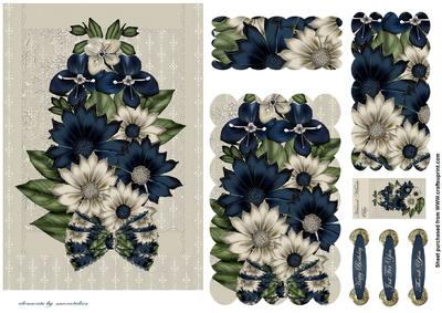 Ivory and Blue Flowers