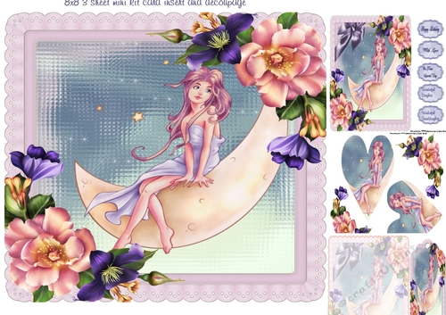 moon and flowers mini kit