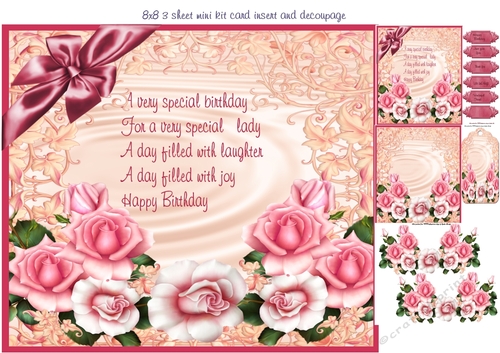 8x8 pink roses mini kit