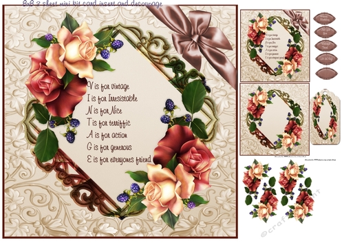 8x8 cream rose mini kit