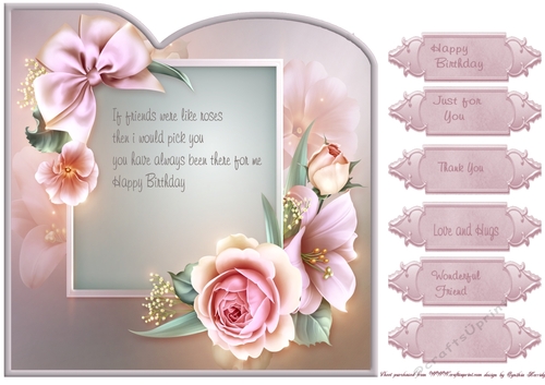 pink rose shaped card
