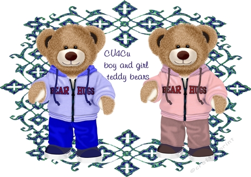 boy and girl teddy bears cu4cu