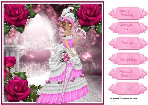 pink roses victiorian lady