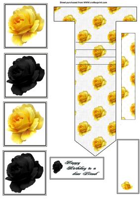 Yellow and Black Roses Waterfall Card