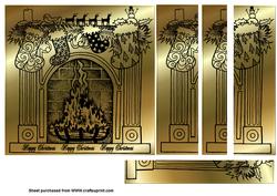 Christmas Fireplace Gold and Black