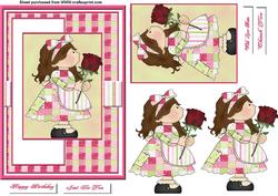 7x5 Patchwork Girl with Rose