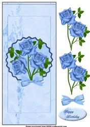Blue Roses Vertical Fold Back