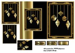 Christmas Centre Fold Back Gold and Black