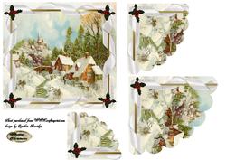 Christmas Village Ribbon Frame