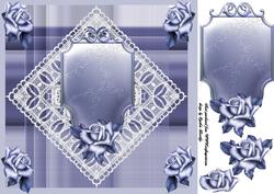 8x8 Blue Rose and Lace