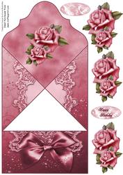 Pink Rose Shaped Spring Card