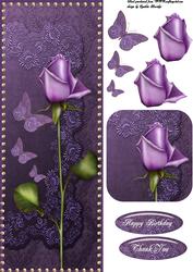 Lavender Rose Dl and Butterflies