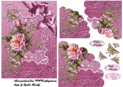 Butterflies and Pink Roses